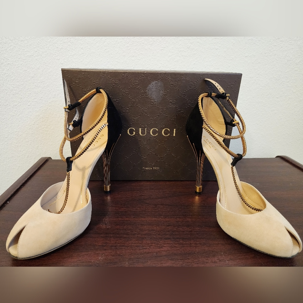 Gucci Ophelie High Heel Open-toe T-strap shoes 38.5 - Picture 2 of 10